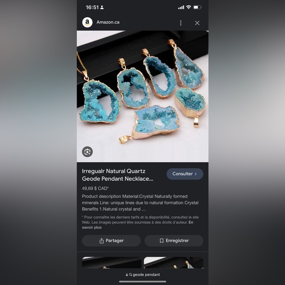 Irregular Natural Quartz Geode Pendant Necklace - Picture 5 of 5